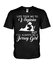 Jersey Girl Life Took Me To Virginia V-Neck T-Shirt tile