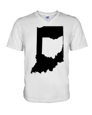 MAP OHIO IN INDIANA V-Neck T-Shirt tile
