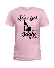 MAINE GIRL IN IDAHO Ladies T-Shirt front