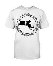 MAINE GIRL LIVING IN MASSACHUSETTS Classic T-Shirt tile