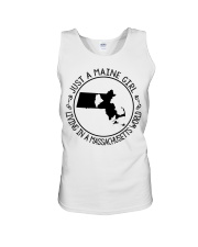 MAINE GIRL LIVING IN MASSACHUSETTS Unisex Tank tile