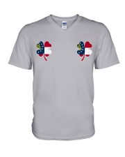 Georgia Flag - Four Leaf Clover V-Neck T-Shirt tile
