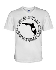 OHIO GIRL LIVING IN FLORIDA V-Neck T-Shirt tile