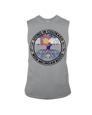 LIVING IN COLORADO WITH MICHIGAN ROOTS Sleeveless Tee tile