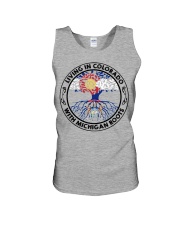 LIVING IN COLORADO WITH MICHIGAN ROOTS Unisex Tank tile