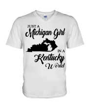MICHIGAN GIRL IN KENTUCKY V-Neck T-Shirt tile