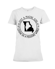 MAINE GIRL LIVING IN MISSOURI Premium Fit Ladies Tee tile