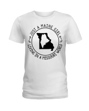 MAINE GIRL LIVING IN MISSOURI Ladies T-Shirt tile