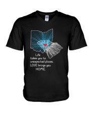 OHIO SOUTH CAROLINA LOVE BRINGS YOU HOME V-Neck T-Shirt tile