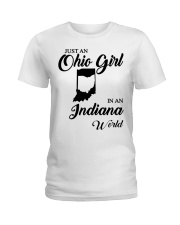 OHIO GIRL IN INDIANA Ladies T-Shirt tile