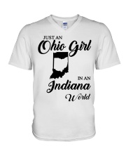 OHIO GIRL IN INDIANA V-Neck T-Shirt tile
