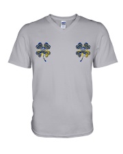Nebraska Flag - Four Leaf Clover V-Neck T-Shirt tile