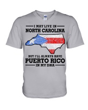 LIVE IN NORTH CAROLINA PUERTO RICO IN MY DNA V-Neck T-Shirt tile