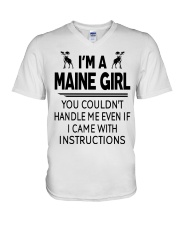 MAINE GIRL - YOU COULDN'T HANDLE ME V-Neck T-Shirt tile