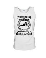 MICHIGAN GIRL CHOOSE TO LIVE VIRGINIA Unisex Tank tile