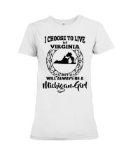 MICHIGAN GIRL CHOOSE TO LIVE VIRGINIA Premium Fit Ladies Tee tile
