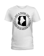 MAINE GIRL LIVING IN ARIZONA Ladies T-Shirt tile