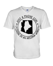 MAINE GIRL LIVING IN ARIZONA V-Neck T-Shirt tile