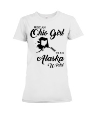 OHIO GIRL IN ALASKA Premium Fit Ladies Tee tile