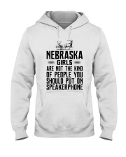 Put on speakerphone - not - Nebraska girls Hooded Sweatshirt tile