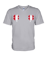 Peru Flag - Four Leaf Clover V-Neck T-Shirt tile