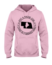 MAINE GIRL LIVING IN NEBRASKA Hooded Sweatshirt front