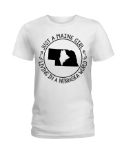 MAINE GIRL LIVING IN NEBRASKA Ladies T-Shirt tile