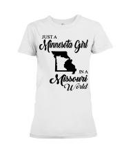MINNESOTA GIRL IN MISSOURI Premium Fit Ladies Tee tile