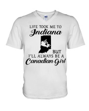 LIFE TOOK ME TO INDIANA BE A CANADIAN GIRL V-Neck T-Shirt tile