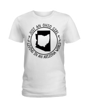 OHIO GIRL LIVING IN ARIZONA Ladies T-Shirt tile
