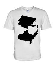 MAP OHIO IN NEW JERSEY V-Neck T-Shirt tile
