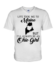 OHIO GIRL LIFE TOOK ME TO MAINE V-Neck T-Shirt tile