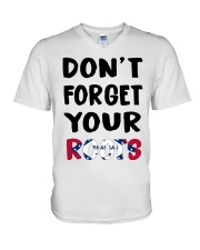 Arkansas Flag Don't Forget Your Roots V-Neck T-Shirt tile