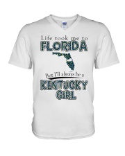 Kentucky Girl Life Took Me To Florida V-Neck T-Shirt tile
