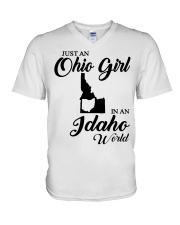 OHIO GIRL IN IDAHO V-Neck T-Shirt tile