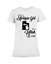 MICHIGAN GIRL IN UTAH Premium Fit Ladies Tee tile