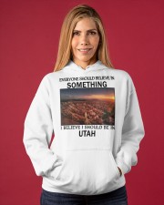 Should Be In Utah Hooded Sweatshirt apparel-hooded-sweatshirt-lifestyle-front-86