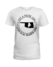 MAINE GIRL LIVING IN OKLAHOMA Ladies T-Shirt tile