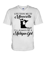 LIFE TOOK TO MINNESOTA BE A MICHIGAN GIRL V-Neck T-Shirt tile