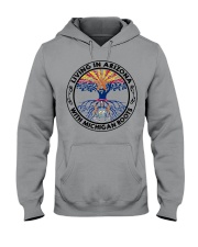 LIVING IN ARIZONA WITH MICHIGAN ROOTS Hooded Sweatshirt tile