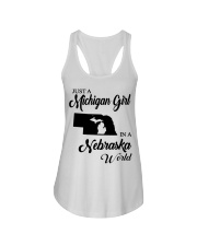 MICHIGAN GIRL IN NEBRASKA Ladies Flowy Tank tile