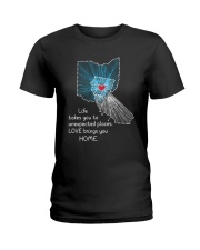 OHIO CALIFORNIA LOVE BRINGS YOU HOME Ladies T-Shirt tile