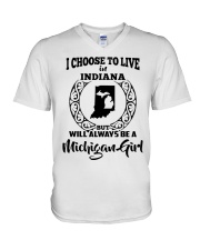 Michigan Girl I Choose To Live In Indiana V-Neck T-Shirt tile