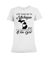 OHIO GIRL LIFE TOOK ME TO MICHIGAN Premium Fit Ladies Tee tile