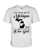 OHIO GIRL LIFE TOOK ME TO MICHIGAN V-Neck T-Shirt tile