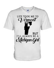 LIFE TOOK TO VERMONT BE A MICHIGAN GIRL V-Neck T-Shirt tile