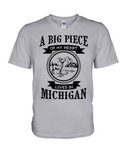 A piece of my heart lives in Michigan V-Neck T-Shirt tile