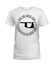 OHIO GIRL LIVING IN OKLAHOMA Ladies T-Shirt tile