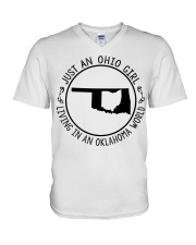 OHIO GIRL LIVING IN OKLAHOMA V-Neck T-Shirt tile