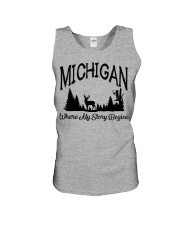Michigan where my story begins Unisex Tank tile